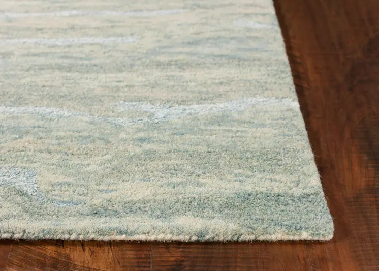5' X 7' Blue Green And Beige Abstract Hand Tufted Area Rug