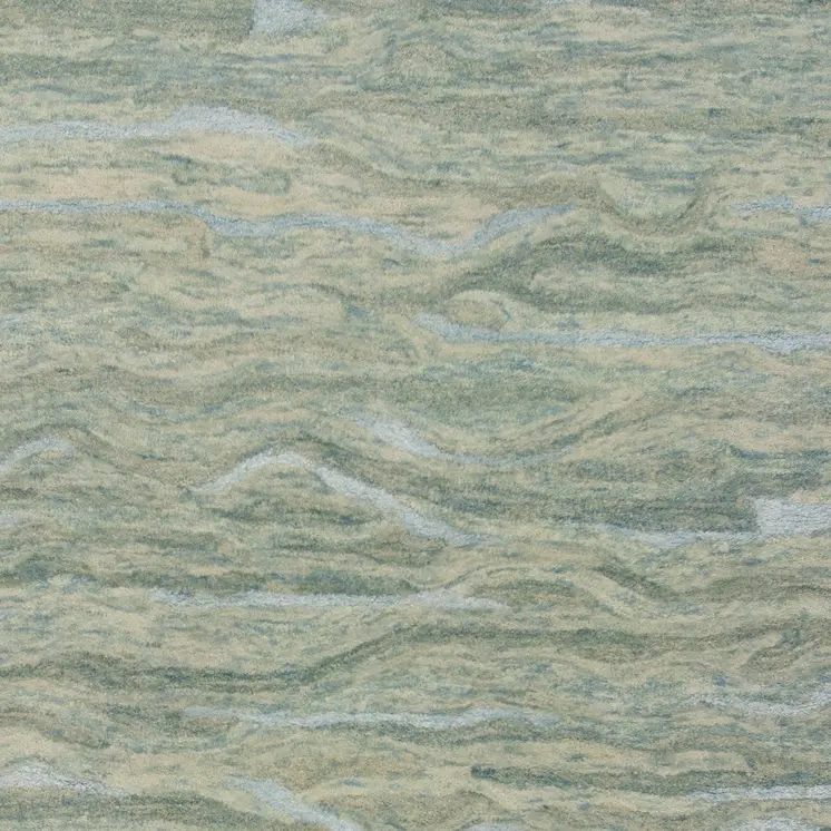 5' X 7' Blue Green And Beige Abstract Hand Tufted Area Rug