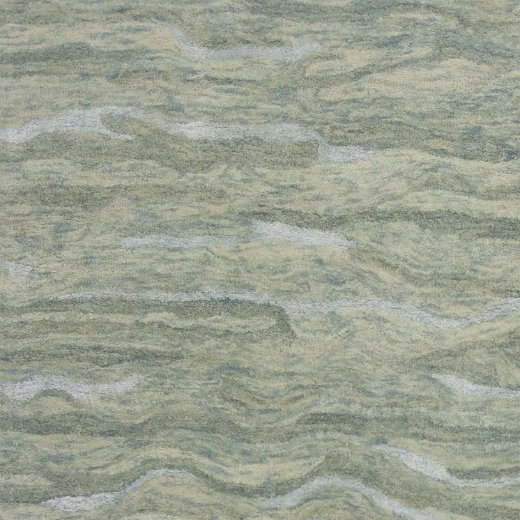8' X 10' Blue Green And Beige Abstract Hand Tufted Area Rug