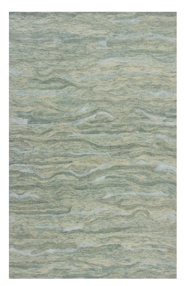 8' X 10' Blue Green And Beige Abstract Hand Tufted Area Rug