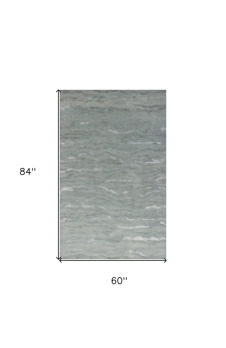 5' X 7' Slate Gray And Ivory Abstract Hand Tufted Area Rug