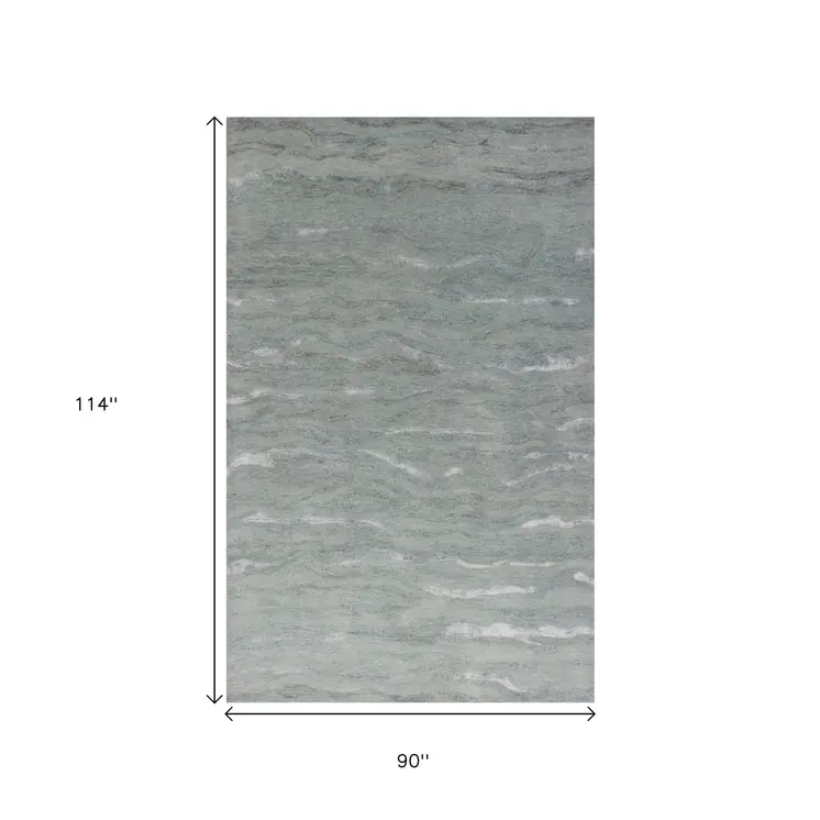 8' X 10' Slate Gray And Ivory Wool Abstract Hand Tufted Area Rug