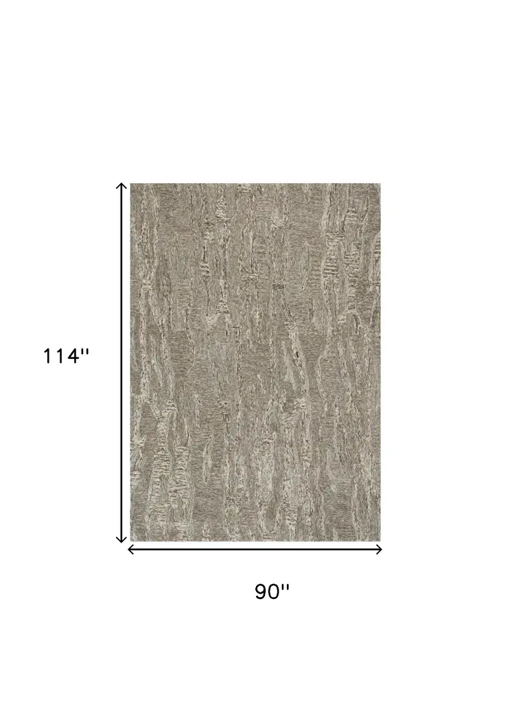 8' X 10' Sand And Gray Abstract Hand Tufted Area Rug