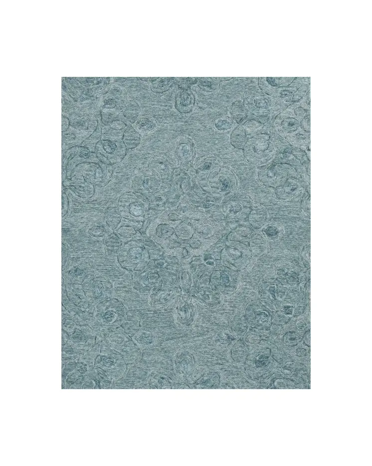 3' X 5' Blue And White Floral Hand Tufted Area Rug