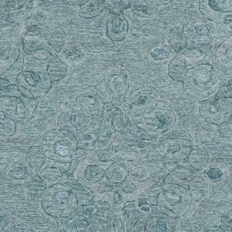 8' X 10' Blue and Beige Wool Floral Hand Tufted Area Rug