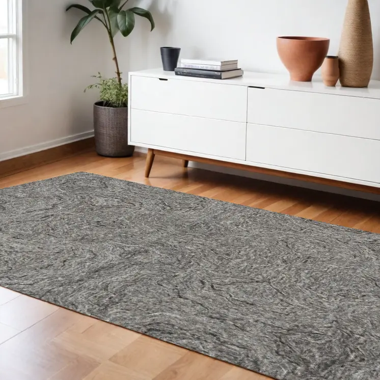 9' X 12' Gray Wool Abstract Hand Tufted Area Rug