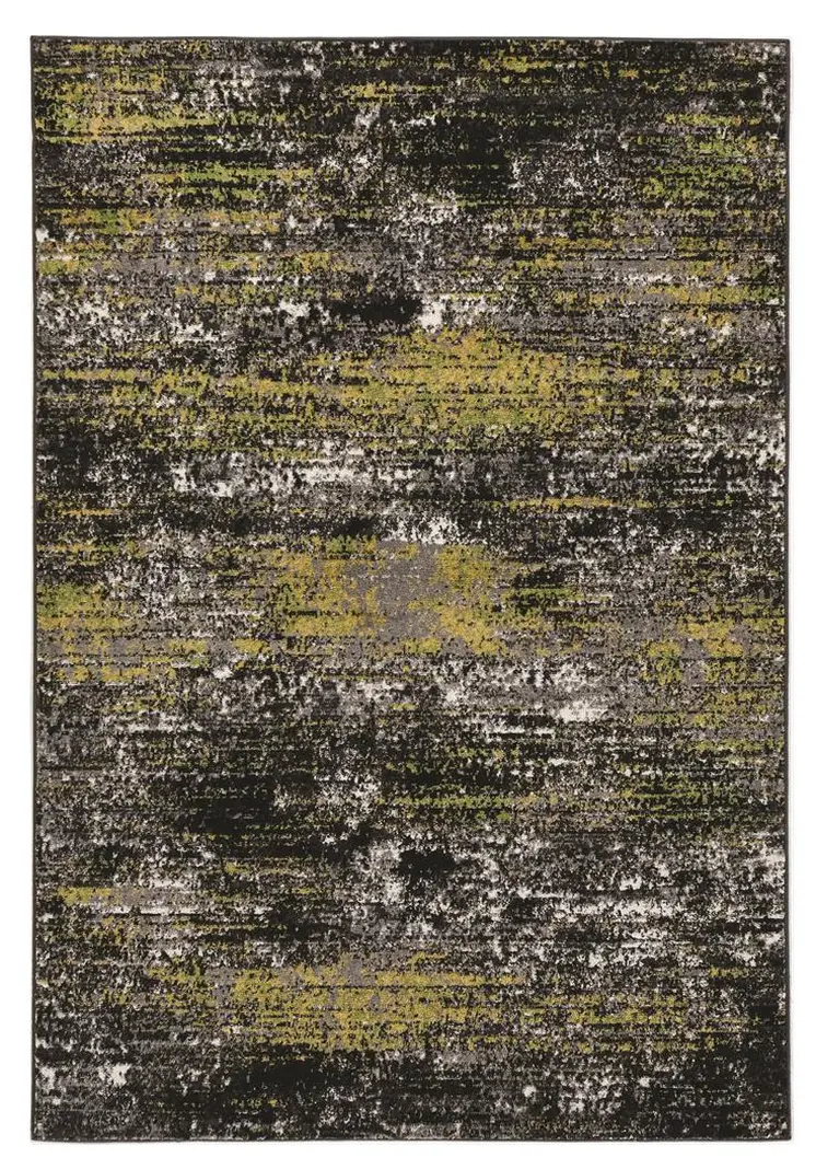 9' X 13' Black Brown and White Abstract Area Rug