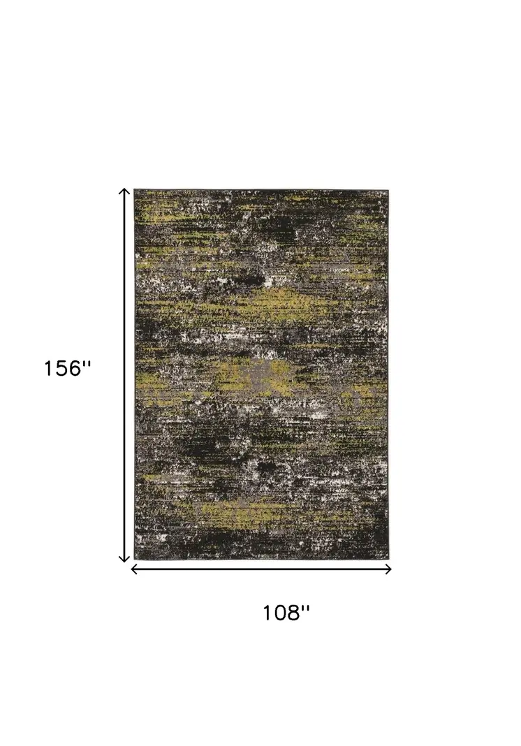 9' X 13' Black Brown and White Abstract Area Rug