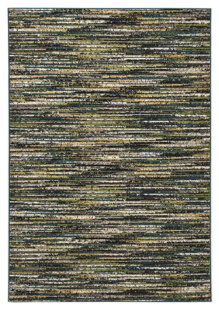 9' X 13' Black Brown and White Abstract Area Rug