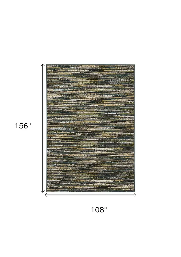9' X 13' Black Brown and White Abstract Area Rug