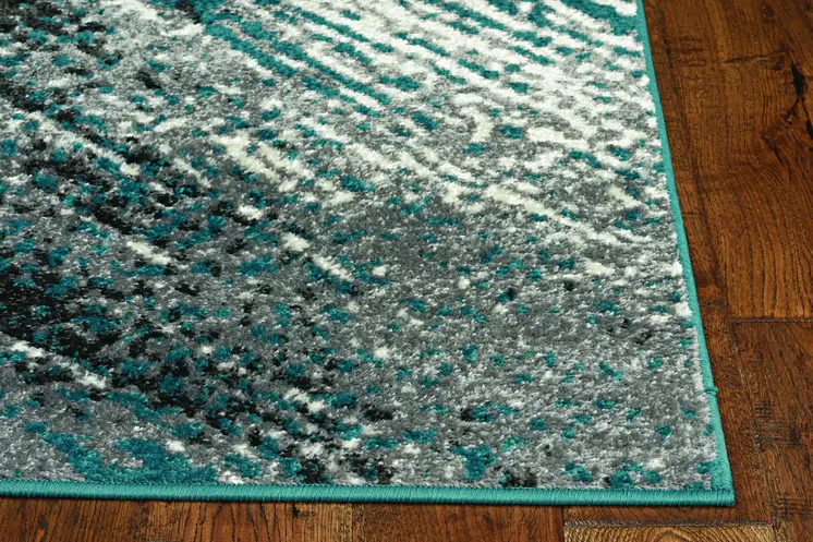 5' X 8' Blue And Gray Abstract Area Rug