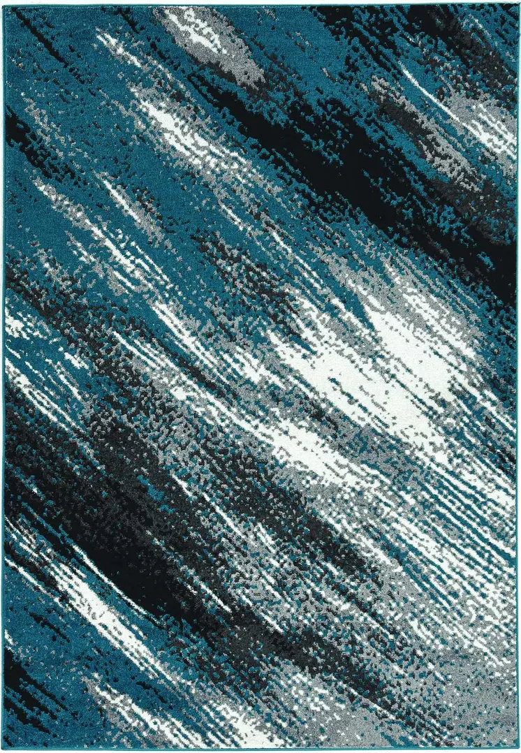 5' X 8' Blue And Gray Abstract Area Rug