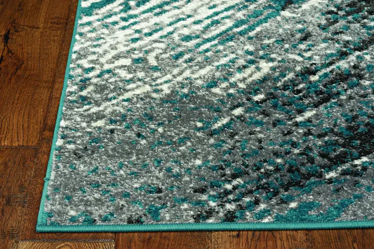 5' X 8' Blue And Gray Abstract Area Rug