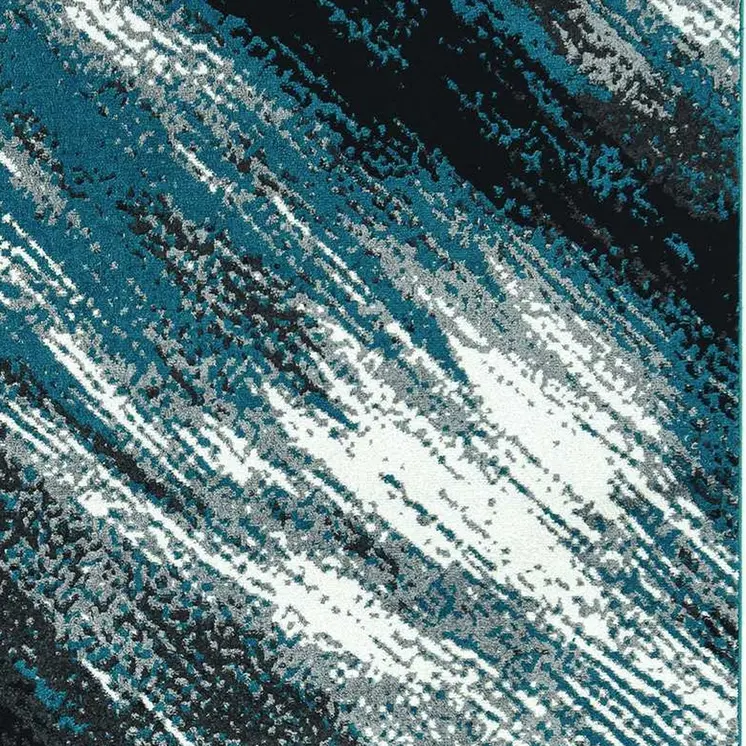 5' X 8' Blue And Gray Abstract Area Rug