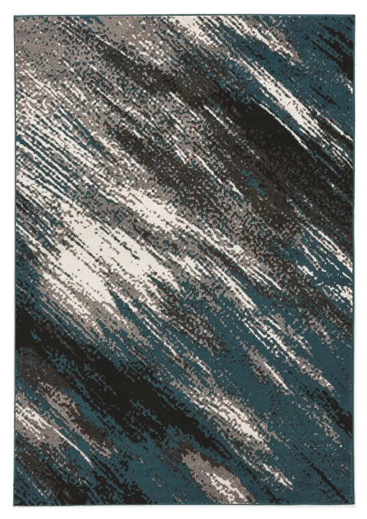 9' X 13' Blue and Gray Abstract Area Rug