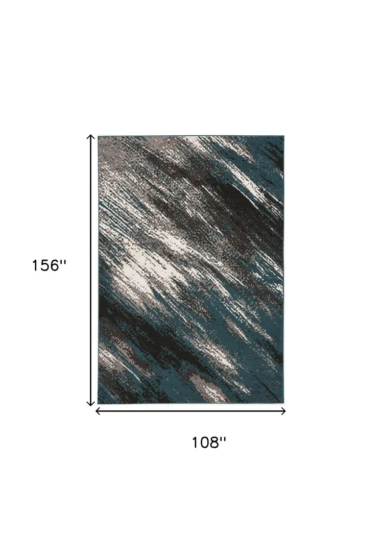 9' X 13' Blue and Gray Abstract Area Rug