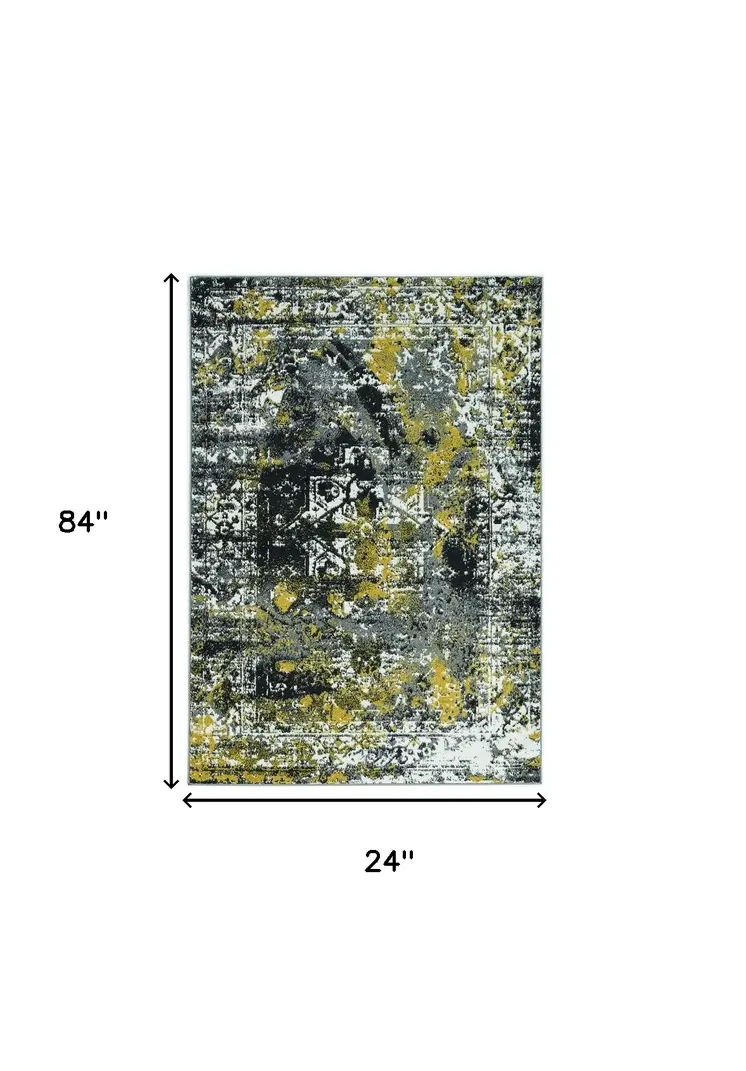 2' X 7' Grey Polypropylene Area Rug