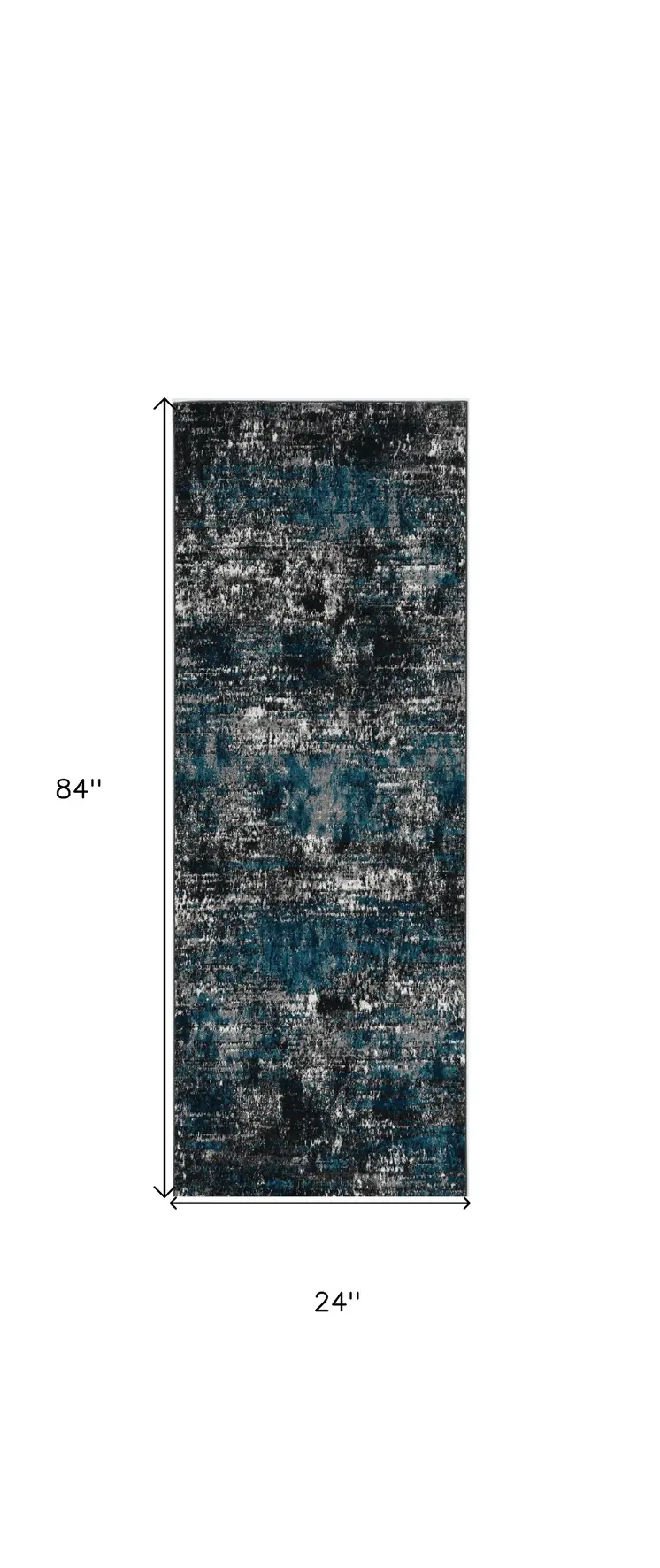 7' Grey Blue Machine Woven Abstract Indoor Runner Rug