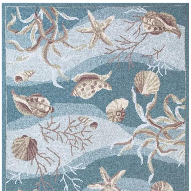 8' X 10' Beige Ivory And Brown Seashell and Coral Hand Tufted Area Rug
