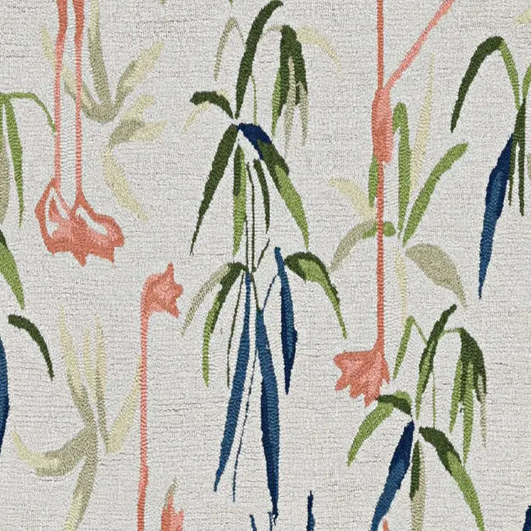 7' Ivory Pink Hand Hooked Flamingo Indoor Runner Rug
