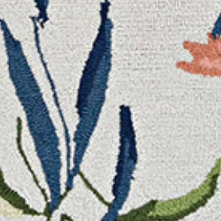 5' X 7' Ivory And Pink Tropical Botanical Hand Hooked Area Rug