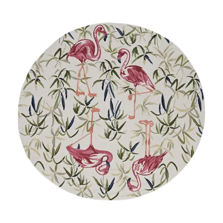8' Pink and Ivory Round Hand Tufted Area Rug
