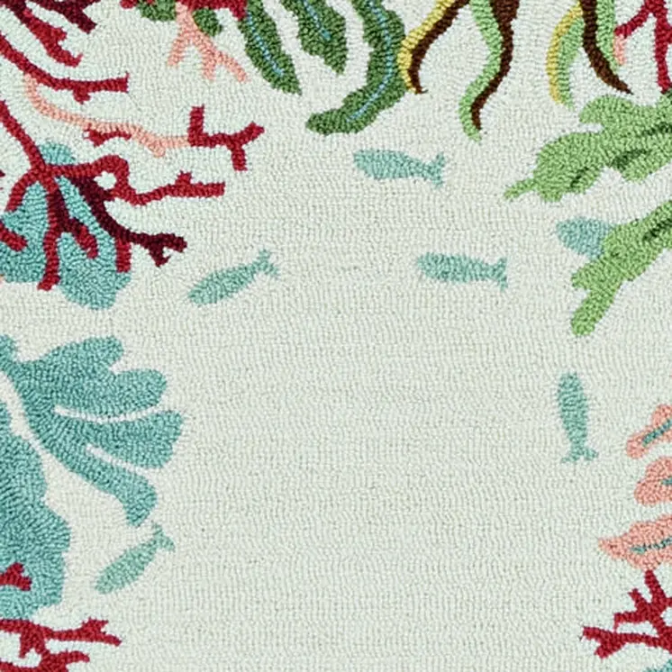 7' Ivory Coral Hand Hooked Runner Rug