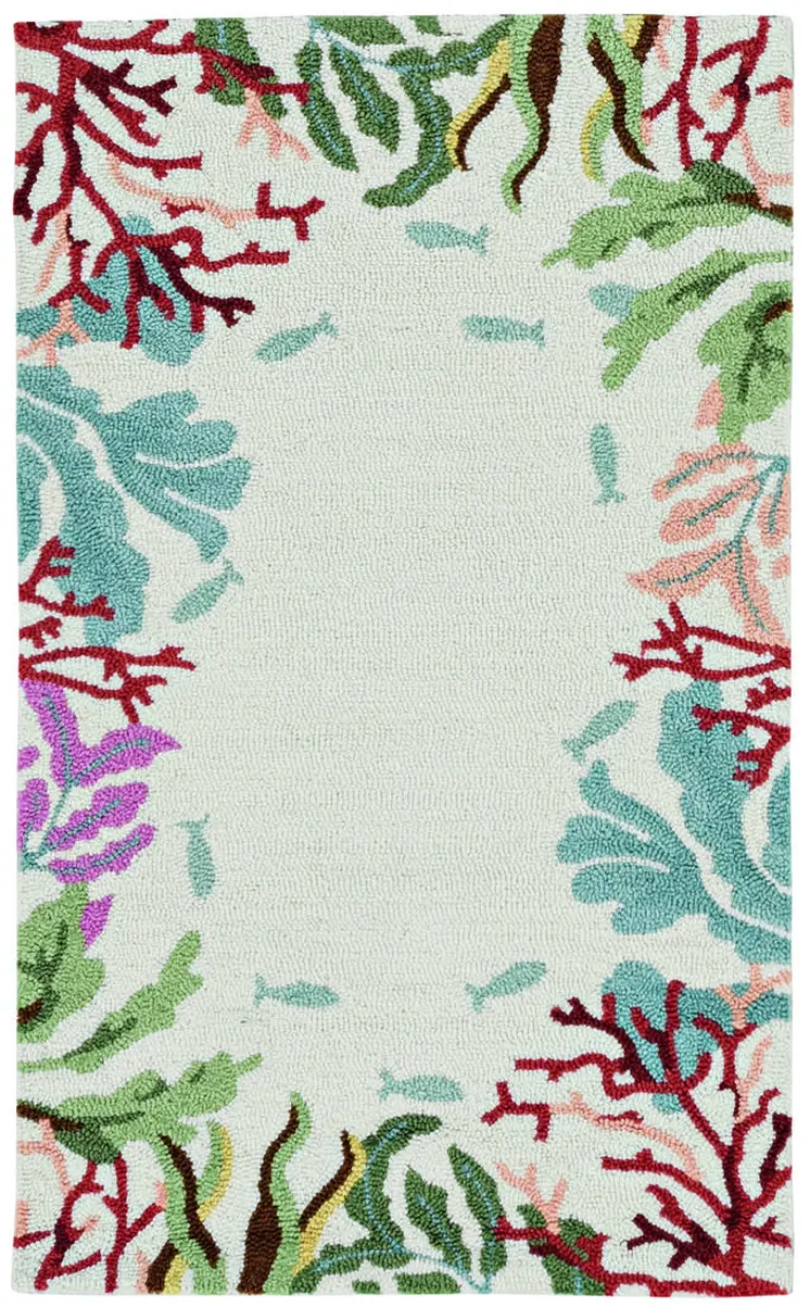 7' Ivory Coral Hand Hooked Runner Rug