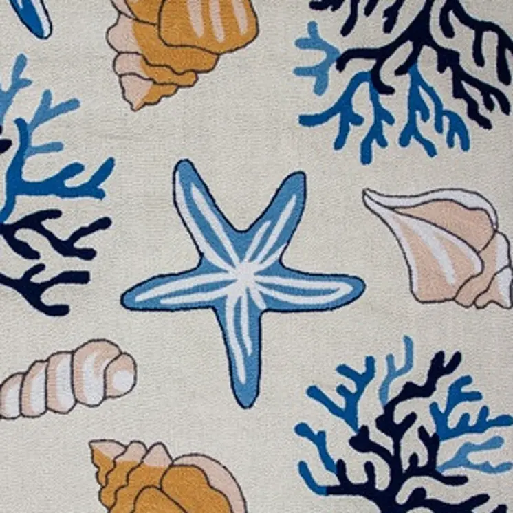 2' X 3' Ivory Seashell and Coral Hand Tufted Area Rug