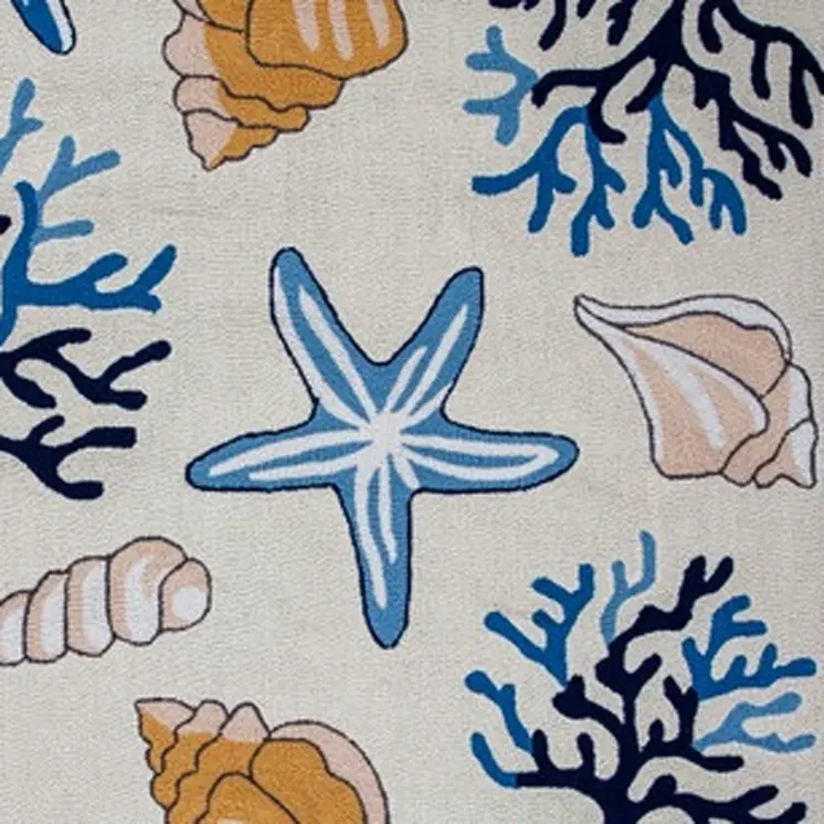 2' X 4' Ivory Seashell and Coral Hand Tufted Area Rug