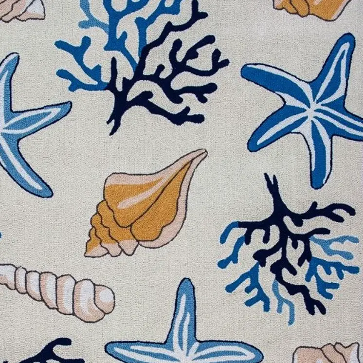 8' X 10' Ivory Seashell and Coral Hand Tufted Area Rug