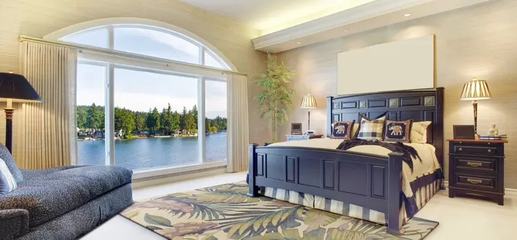 5' X 8' Ivory Blue And Green Wool Tropical Botanical Hand Tufted Area Rug