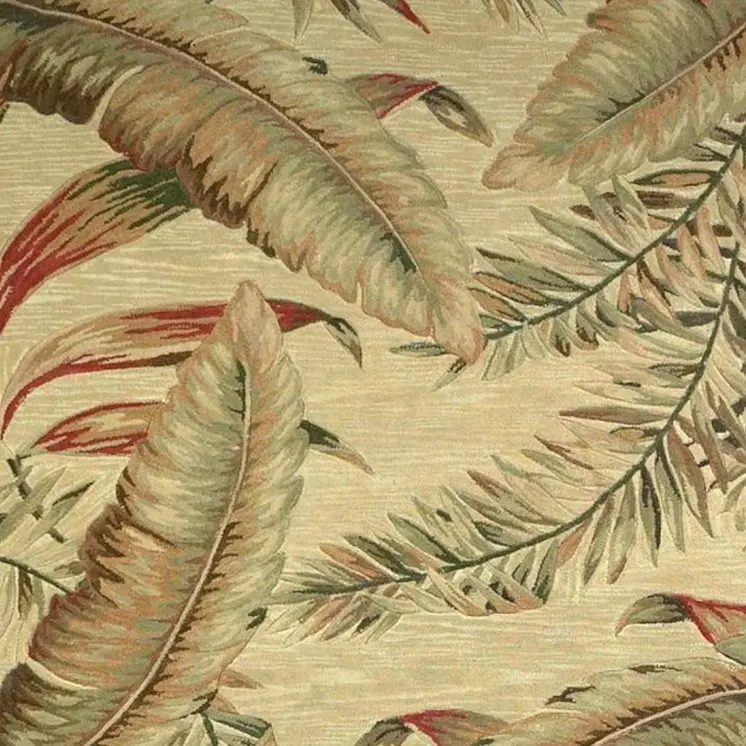 5' X 8' Brown Green And Red Wool Tropical Botanical Hand Tufted Area Rug