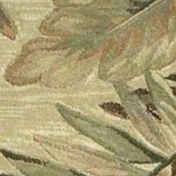 8' X 10' Ivory Green And Red Wool Tropical Botanical Hand Tufted Area Rug