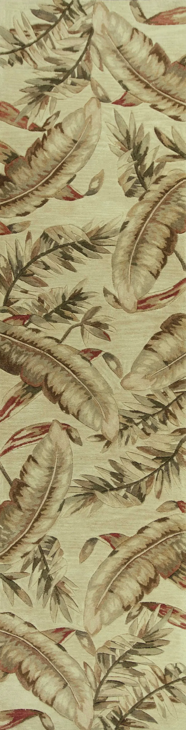 9' X 12' Ivory Hand Tufted Tropical Leaves Indoor Area Rug