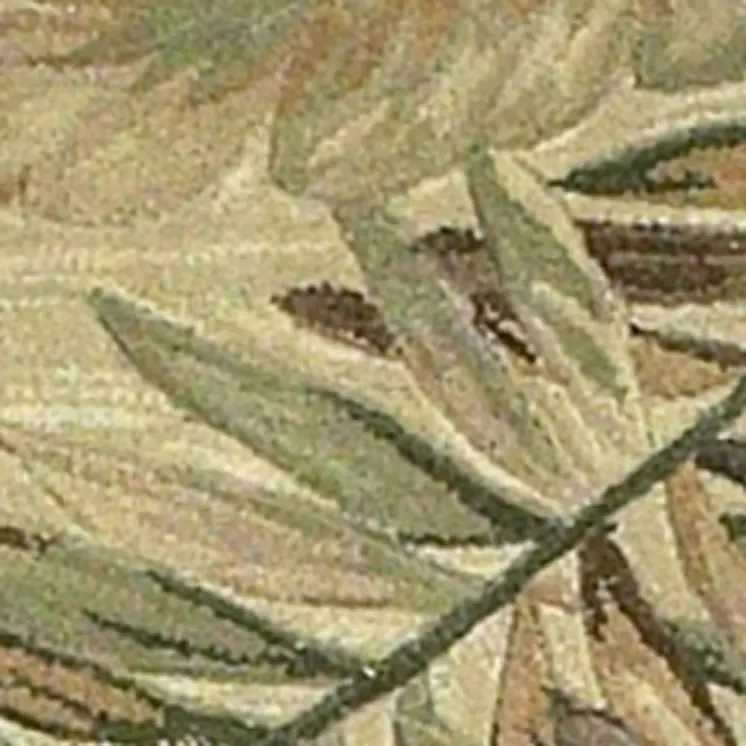 9' X 12' Ivory Hand Tufted Tropical Leaves Indoor Area Rug