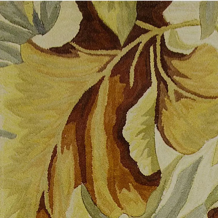10' Ivory Green And Red Wool Tropical Botanical Hand Tufted Runner Rug