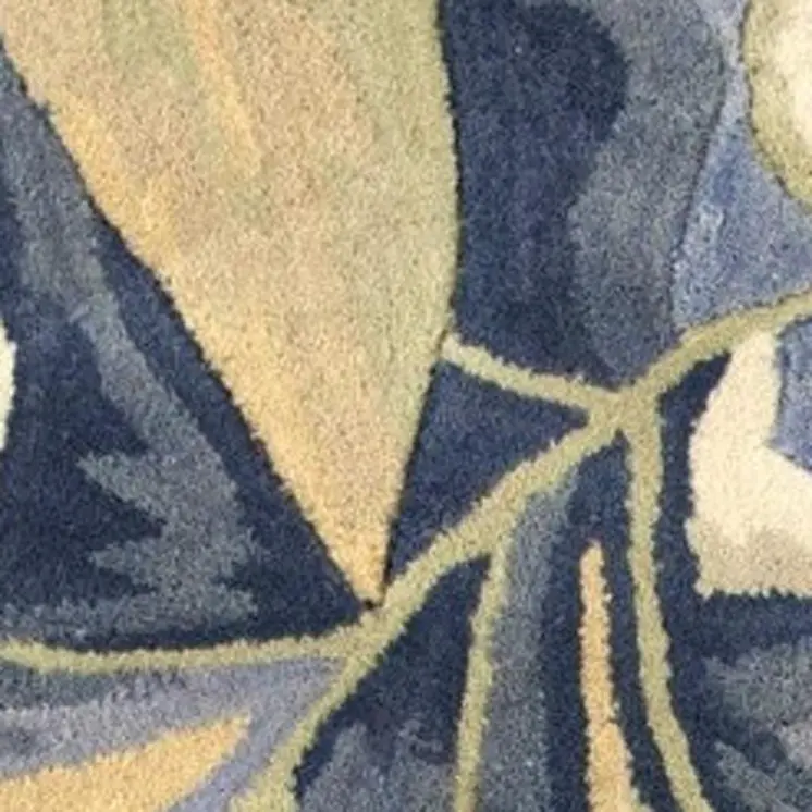 5' X 8' Blue Beige And Green Wool Tropical Botanical Hand Tufted Area Rug