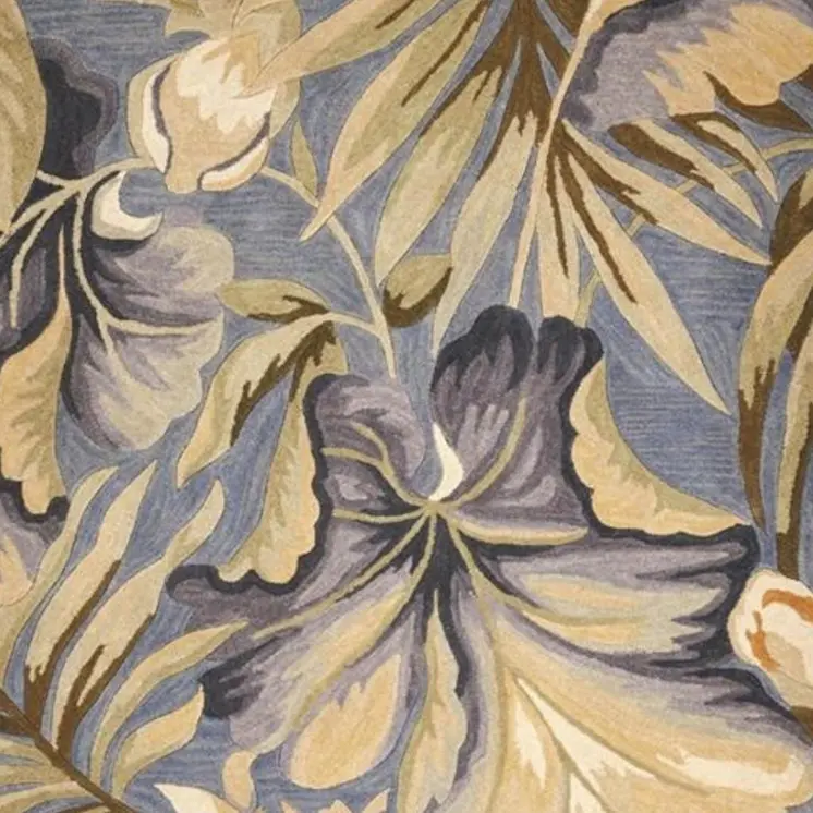 8' X 10' Blue Beige And Green Wool Tropical Botanical Hand Tufted Area Rug