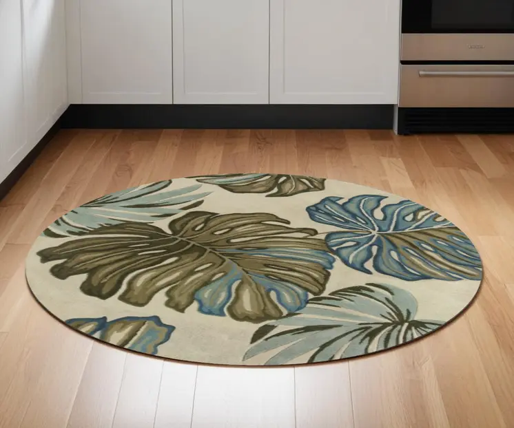 5' Ivory Round Wool Hand Tufted Area Rug