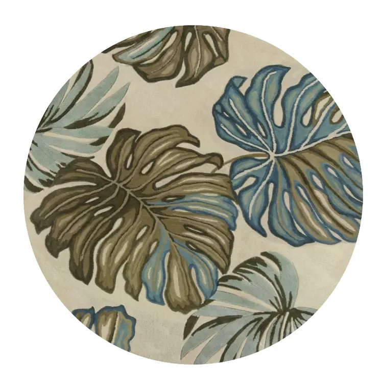 5' Ivory Round Wool Hand Tufted Area Rug