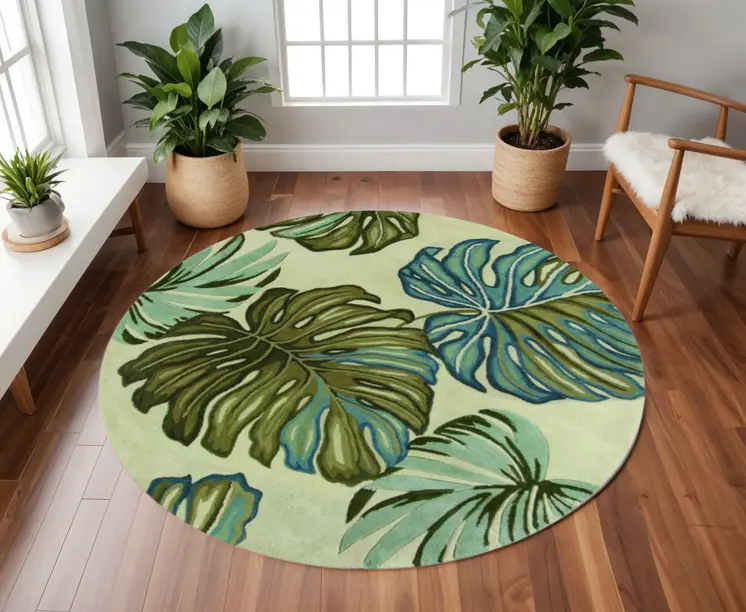 8' Ivory Round Wool Hand Tufted Area Rug