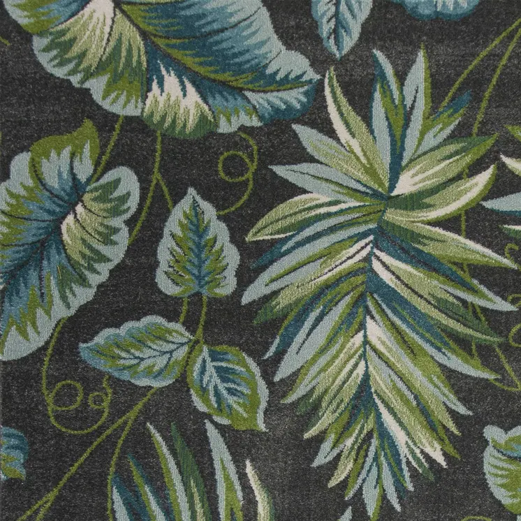 3' X 5' Grey Floral Polypropylene Rug