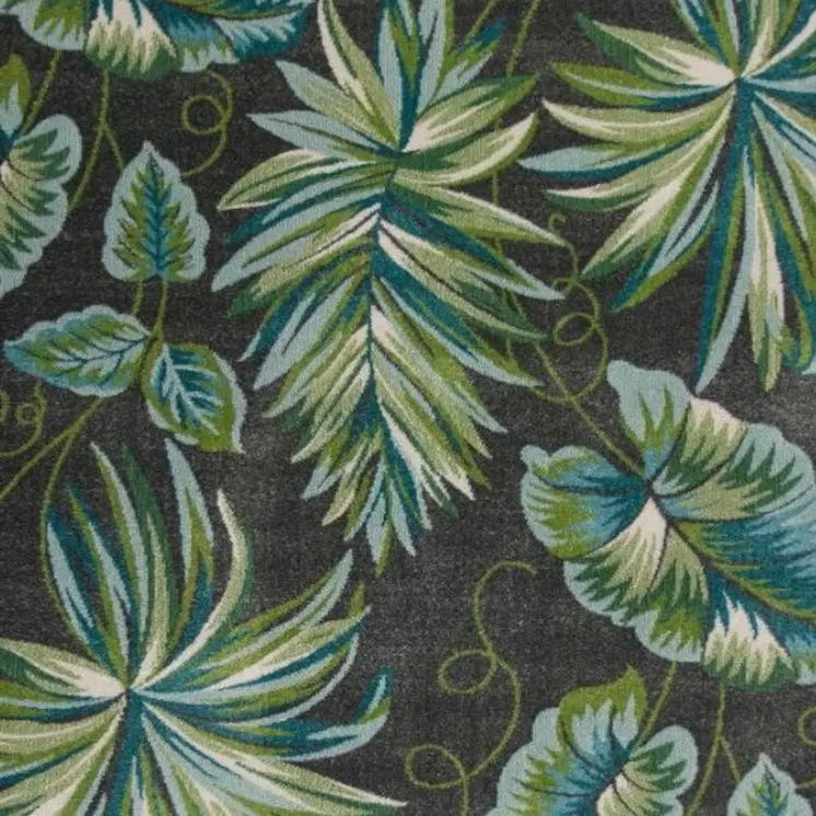 8' X 11' Gray Teal And Green Botanical Leaves Area Rug