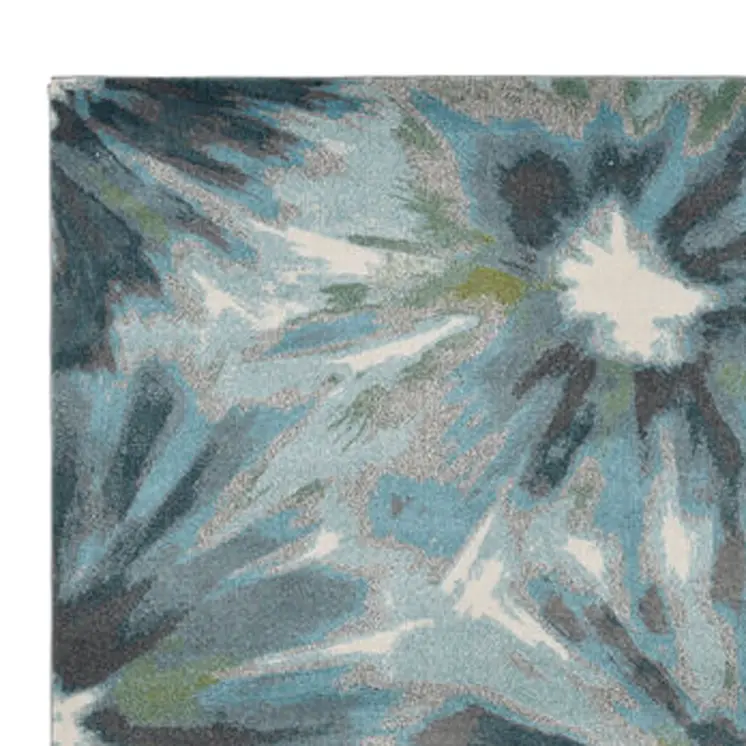 3' X 5' Teal Abstract Floral Area Rug