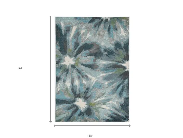 10' X 13' Teal Floral Area Rug