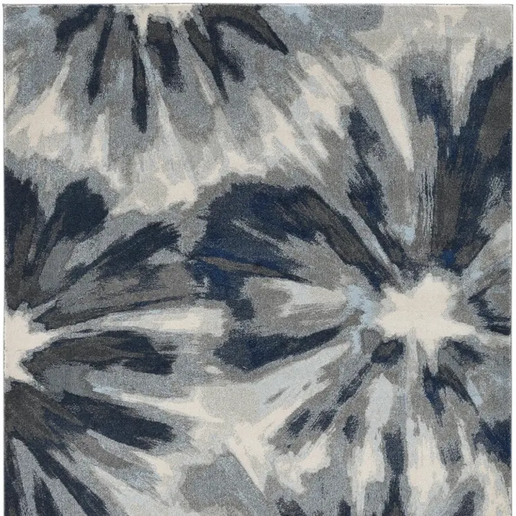 8' X 11' Ivory And Blue Abstract Area Rug