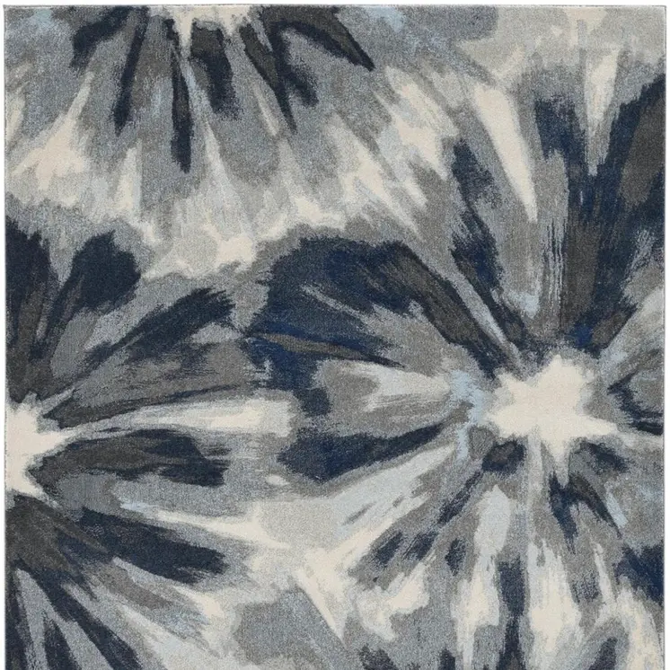8' X 11' Ivory And Blue Floral Area Rug