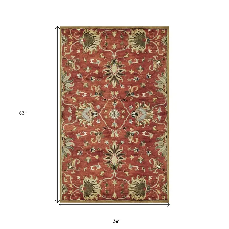 3' X 5' Sienna Medallion Vines Wool Rug