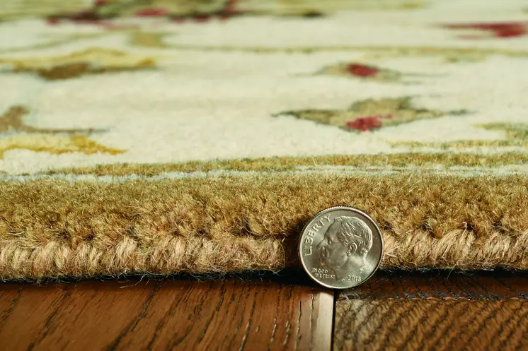5' X 8' Champagne Red And Black New Zealand Lambs Wool Floral Hand Tufted Area Rug